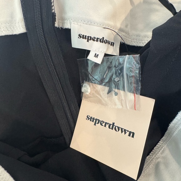 Superdown Black and White Halter Jumpsuit with Cropped Wide-Leg - Picture 2 of 2